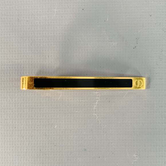 DUNHILL Vintage One  Gold Black Stripe Metal Tie Clip - Picture 1 of 4
